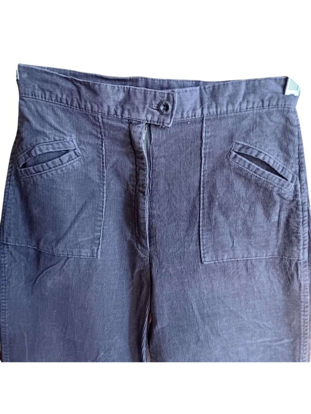 True Vintage Corduroy Pants K-mart Petite 7/8 25x29 Womens High Waist Gray 1980'